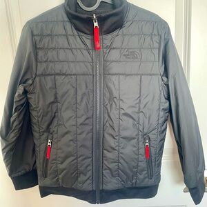 The North Face Kids Black and Red Reversible Jacket with High Collar